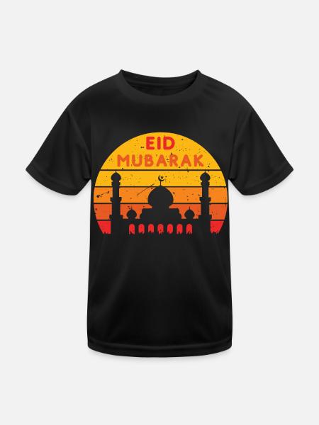 Ramadan Eid Mubarak Sunset Colors - Kids Functional T-Shirt - black - Front