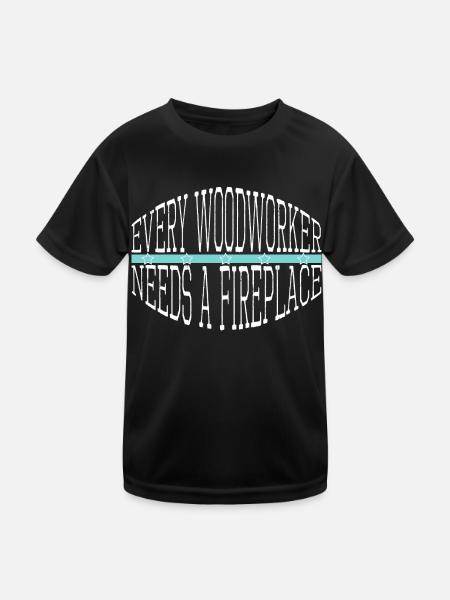 felling logging cool awesome lumberman job wood - Kinder Funktions-T-Shirt - Schwarz - Vorne