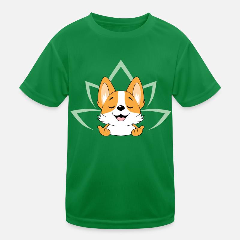 Meditating cute Corgi dog Kids Functional T-Shirt
