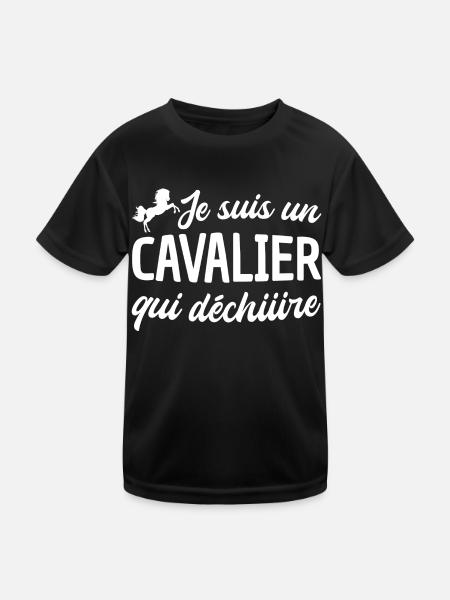 je suis un cavalier qui déchire - T-shirt sport Enfant - noir - Devant