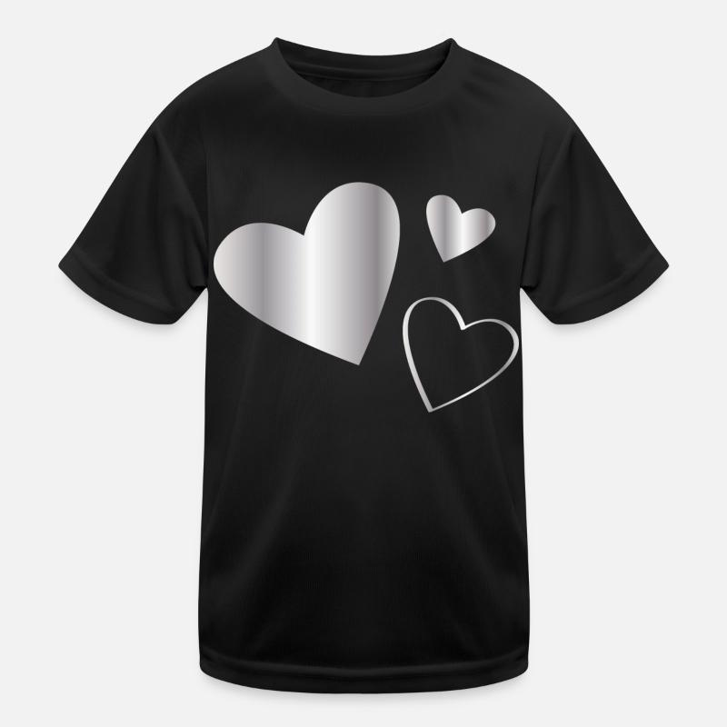 Herzen silber Kinder Funktions-T-Shirt