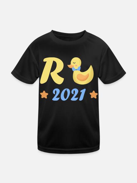 Rente Ente 2021 Ruhestand Rentner Pension Geschenk - Kinder Funktions-T-Shirt - Schwarz - Vorne