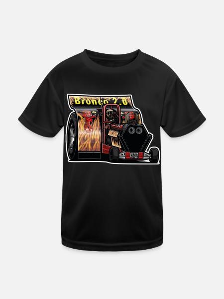 Tractor Pulling // Illustration - Kids Functional T-Shirt - black - Front