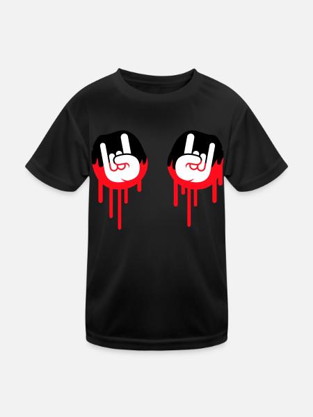 Heavy Metal Hard Rock Graffiti Cornes Geste de la main - T-shirt sport Enfant - noir - Devant
