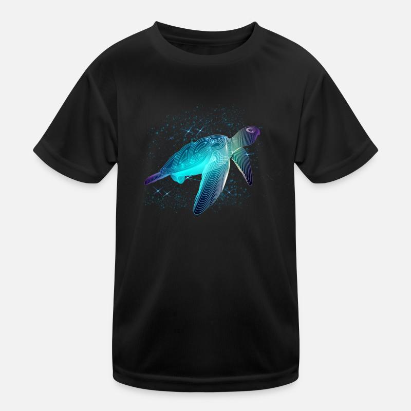 Turtle with stars - Kids Functional T-Shirt - black