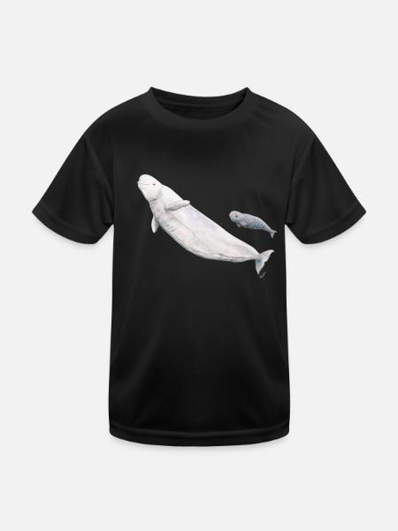 Beluga weiß und ihr Kalb - Beluga und Kalb - Kinder Funktions-T-Shirt - Schwarz - Vorne