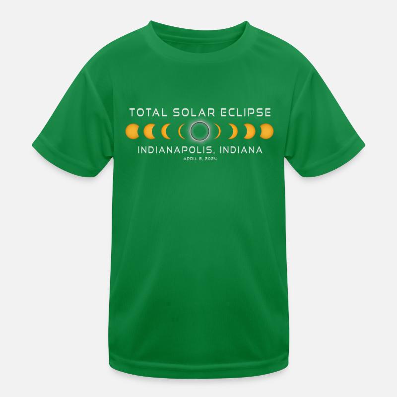 Indianapolis Indiana Solar Eclipse 2024 April 8 Kids Functional T-Shirt