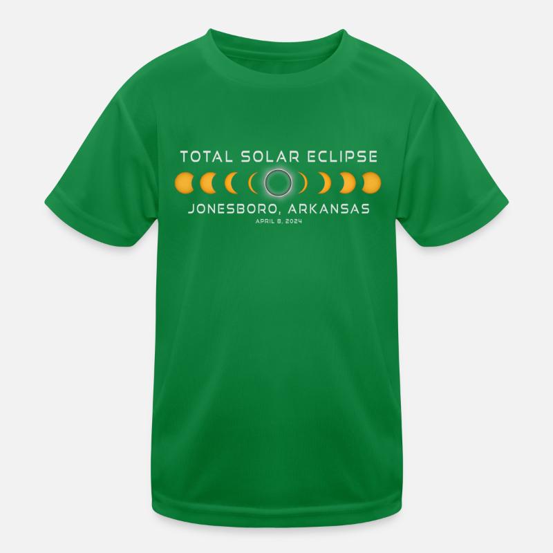 Jonesboro Arkansas Solar Eclipse 2024 April 8 Kids Functional T-Shirt