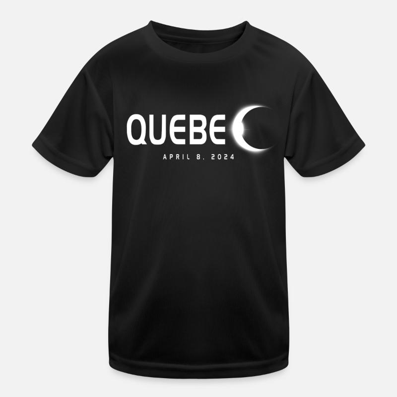 Quebec Canada Eclipse Souvenir April 8th 2024 Kids Functional T-Shirt