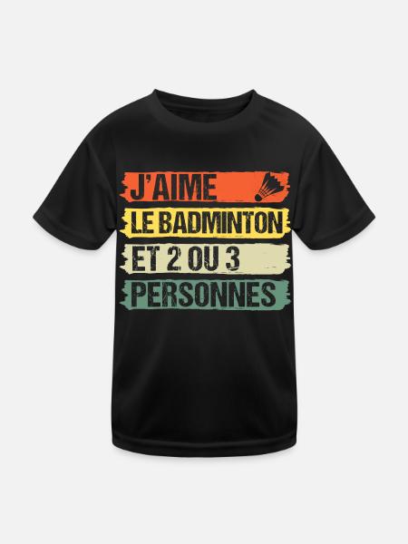 J' aime le badminton humour badiste cadeau vintage - T-shirt sport Enfant - noir - Devant