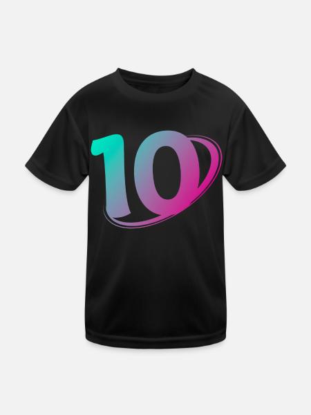 Nummer 10 mehrfarbig - Kinder Funktions-T-Shirt - Schwarz - Vorne