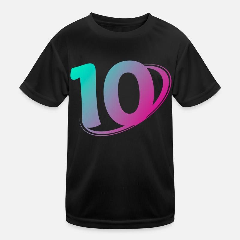 Nummer 10 mehrfarbig Kinder Funktions-T-Shirt
