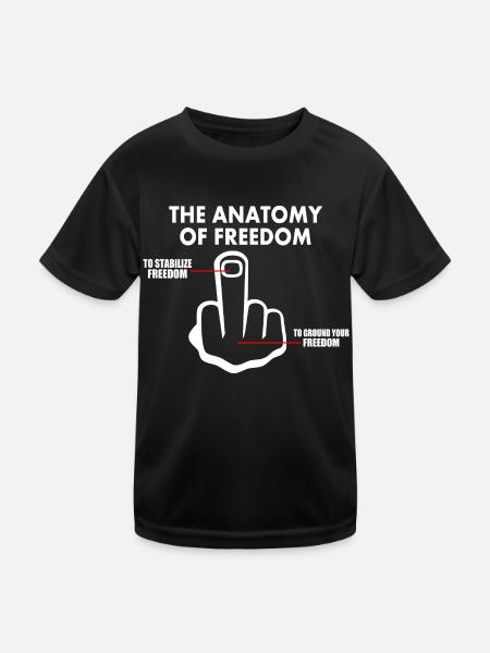 freiheit - Kinder Funktions-T-Shirt - Schwarz - Vorne