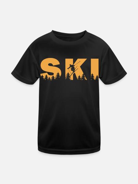 Ski. Ski Winter Sports - Kids Functional T-Shirt - black
