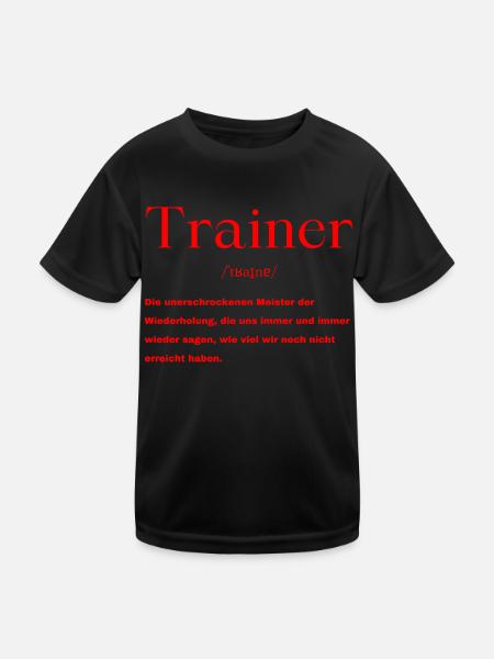Trainer Definition - Kinder Funktions-T-Shirt - Schwarz - Vorne