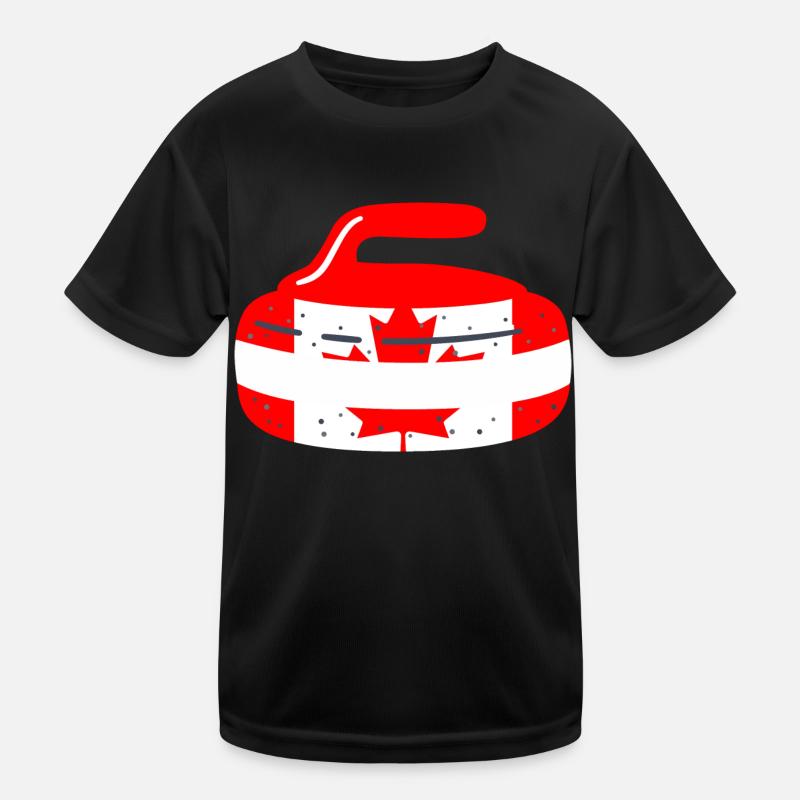Curling Pierre de curling Canada Curler Curling drapeau canadien Curling T-shirt sport Enfant