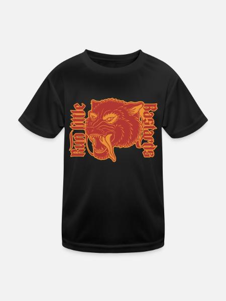 Courir petits bâtards loup Illustration - T-shirt sport Enfant - noir - Devant