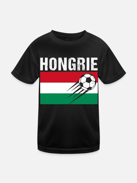 Hungary Flag Hungarian Football Gift - Kids Functional T-Shirt - black - Front