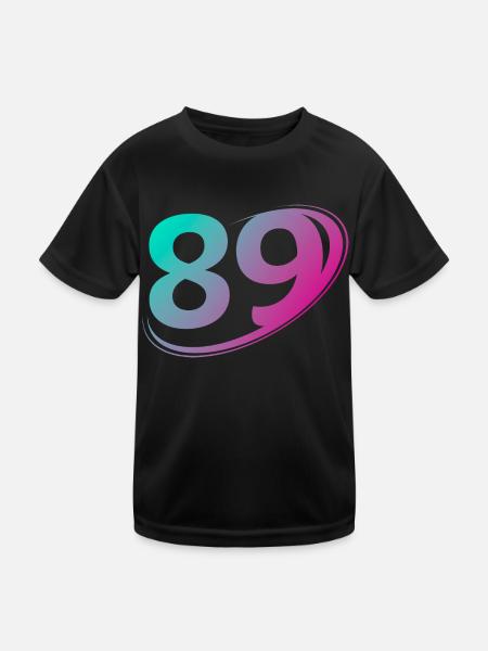 Nummer 89 mehrfarbig - Kinder Funktions-T-Shirt - Schwarz - Vorne