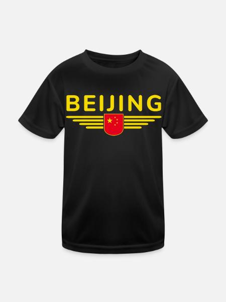 Beijing China Fan Design T-Shirt Outfit - Kids Functional T-Shirt - black - Front