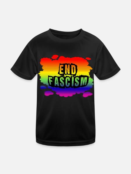AfD stoppen gegen rechts Demokratie Vielfalt links - Kinder Funktions-T-Shirt - Schwarz - Vorne