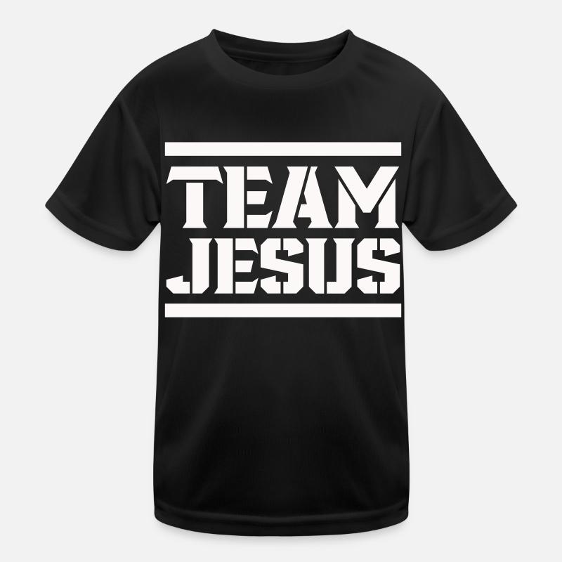 jesus team - Kinder Funktions-T-Shirt - Schwarz