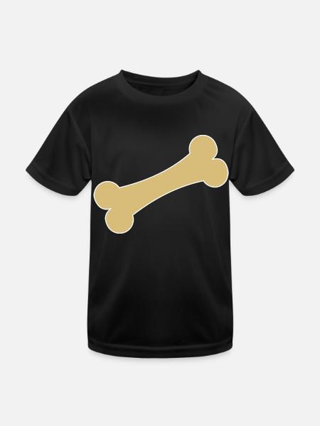 Hunde Knochen - Kinder Funktions-T-Shirt - Schwarz - Vorne