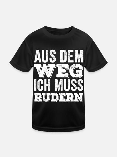 Aus dem Weg ich muss rudern - Lustiges Ruderer - Kinder Funktions-T-Shirt - Schwarz - Vorne