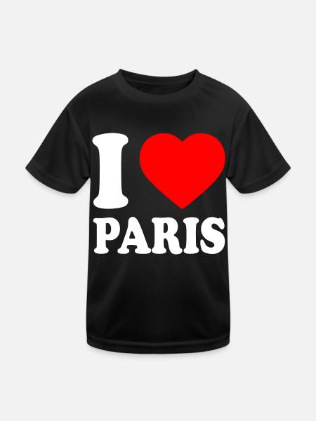 I love paris - Kinder Funktions-T-Shirt - Schwarz - Vorne