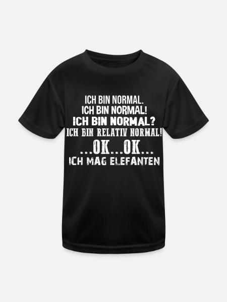 Dickhäuter Rüsseltier Elefant - Kinder Funktions-T-Shirt - Schwarz - Vorne