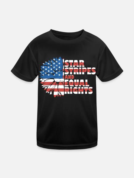 Rayures étoilées et égalité - T-shirt sport Enfant - noir - Devant
