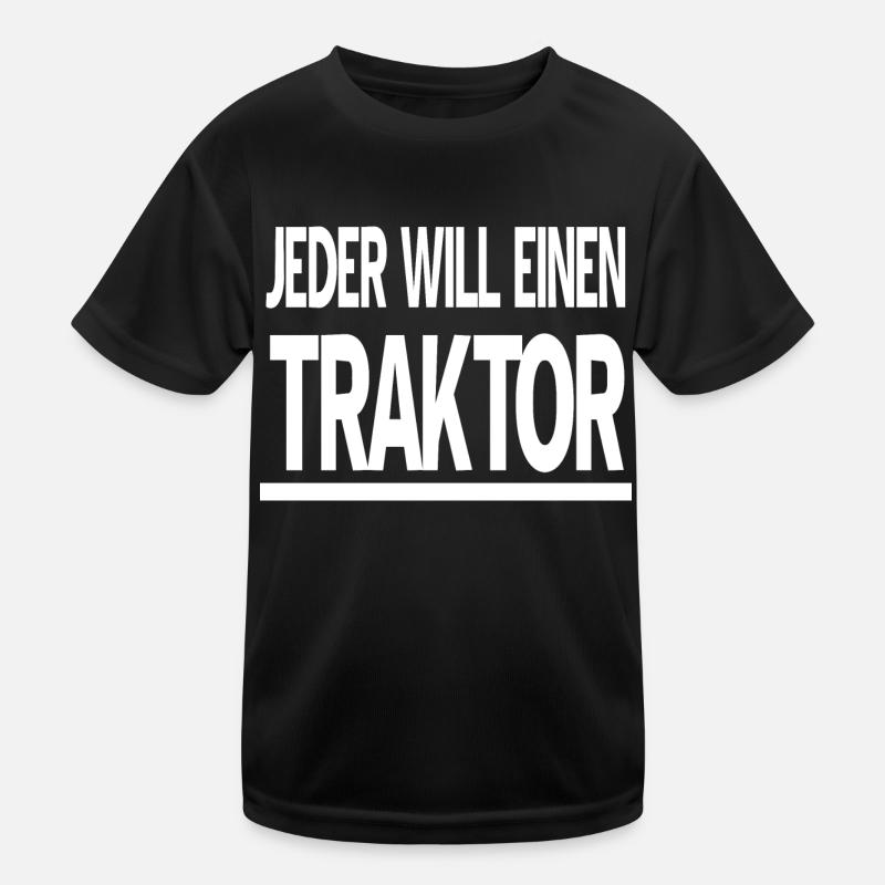 Traktor - Kinder Funktions-T-Shirt - Schwarz