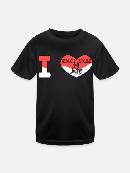I Love Köln ich liebe Kölle Cologne City - Kinder Funktions-T-Shirt - Schwarz - Vorne