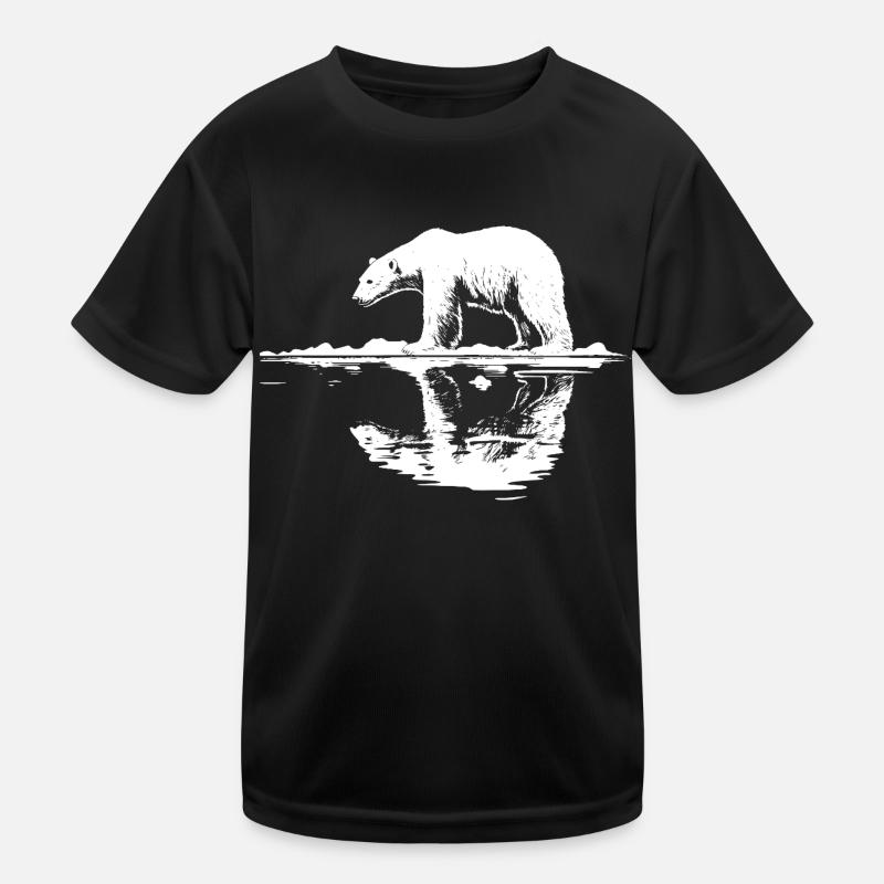 Cool Eisbär Reflektion Silhouette - Kinder Funktions-T-Shirt - Schwarz