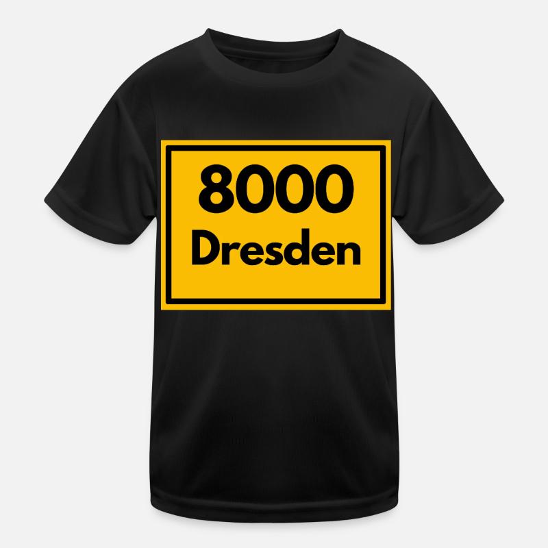 Place sign - then Retro urban Zip Code 8000 Dresden Kids Functional T-Shirt