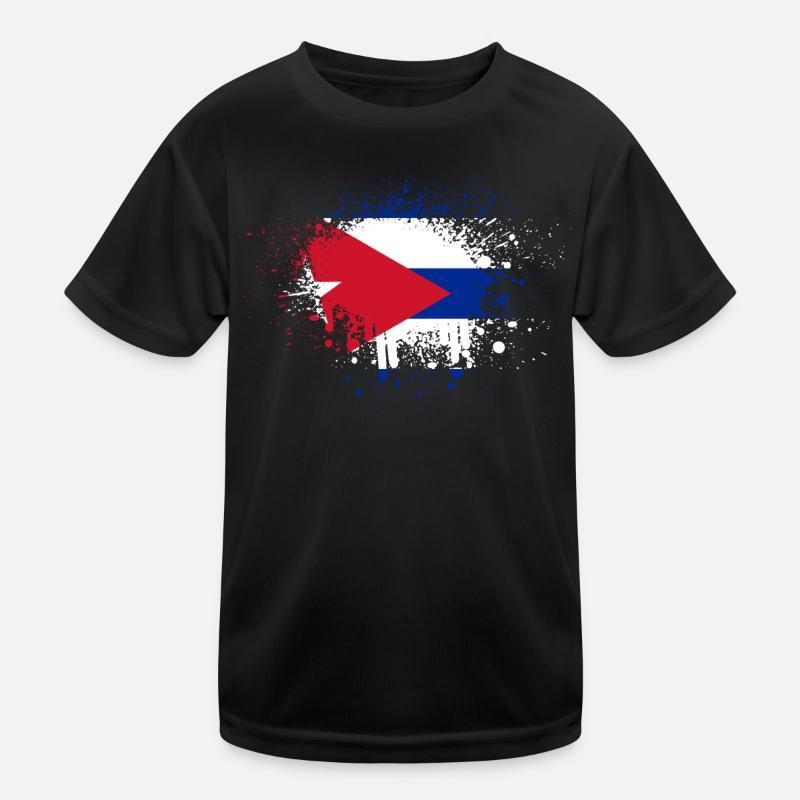 Drapeau de Cuba éclabousse de peinture Caraïbes Cuba La Havane T-shirt sport Enfant