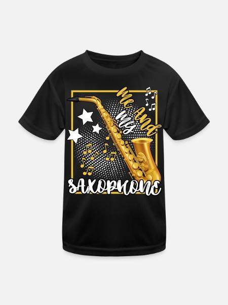 saxophone spieler laut bariton legende musik jazz - Kinder Funktions-T-Shirt - Schwarz - Vorne