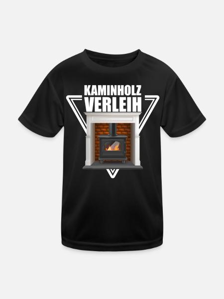 Kaminholz Verleih - Kinder Funktions-T-Shirt - Schwarz - Vorne
