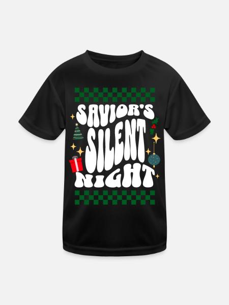 Savior’s Silent Night - Noël rétro et laid de Christian - T-shirt sport Enfant - noir - Devant