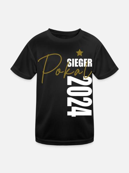 Pokalsieger 2024 - Kinder Funktions-T-Shirt - Schwarz - Vorne