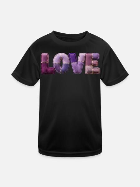 J’adore le look patchwork en tissu 3D en lettres - T-shirt sport Enfant - noir - Devant