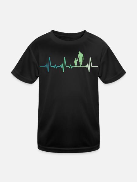 Vater und Sohn Herzschlag Geschenk Vater Sohn - Kinder Funktions-T-Shirt - Schwarz - Vorne