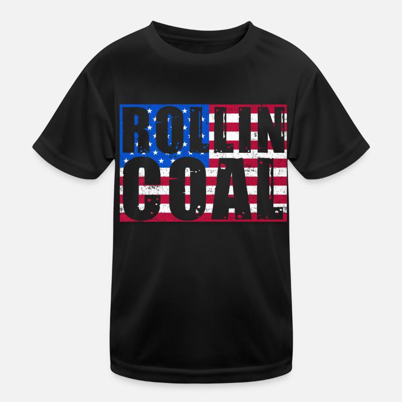 USA Carbon Roller Design for Diesel Drivers Kids Functional T-Shirt