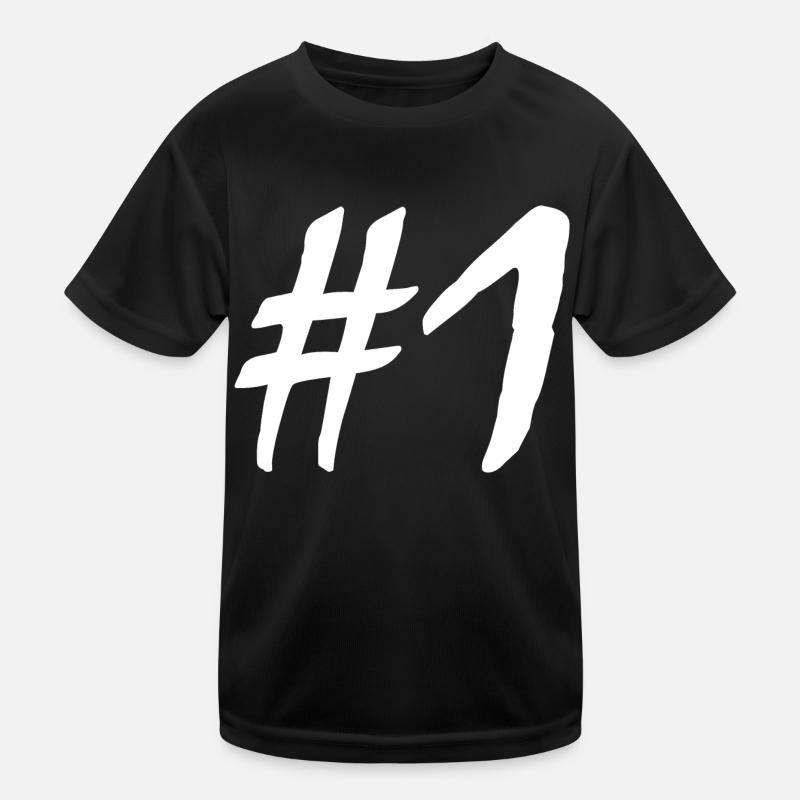 #1 - Kinder Funktions-T-Shirt - Schwarz