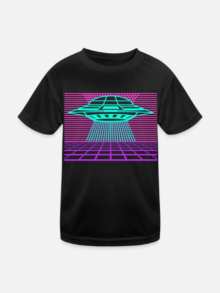 Discover our Retro Style Vintage Design UFO - Kids Functional T-Shirt - black