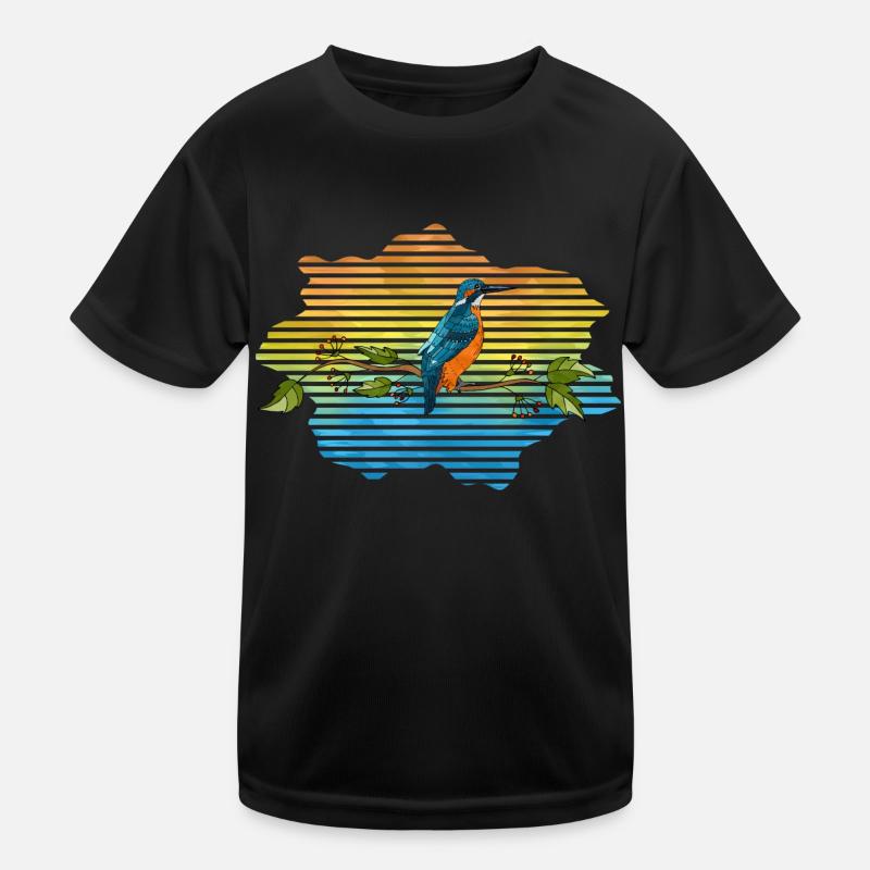 Bunter Vogel - Kinder Funktions-T-Shirt - Schwarz