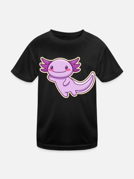 Lila Axolotl Design für Axolotl-Liebhaber - Kinder Funktions-T-Shirt - Schwarz - Vorne