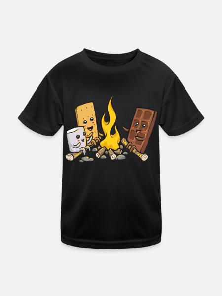 S'more Campfire Marshmallow Camping - T-shirt sport Enfant - noir - Devant