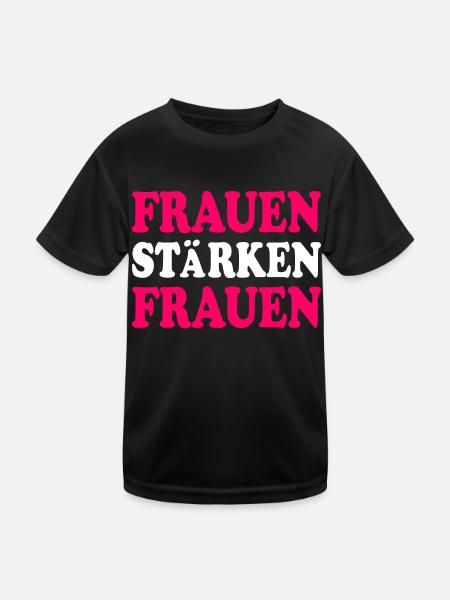 frauen stärken frauen - Kinder Funktions-T-Shirt - Schwarz - Vorne