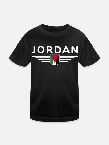 Jordanien Fan Outfit T-Shirt Design Geschenk - Kinder Funktions-T-Shirt - Schwarz - Vorne